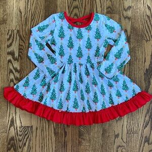 Festive Christmas Tree Dress with Red Trim, size 3T. New without tag